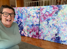 Load image into Gallery viewer, 'Hearts A Flutter II' Diptych (102cm x 102cm x 4cm, unframed, x2)