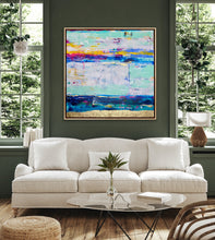 Load image into Gallery viewer, 'Sunset on the green' (102cm x 102cm x 4cm, framed in oak)