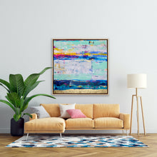 Load image into Gallery viewer, 'Sunset on the green' (102cm x 102cm x 4cm, framed in oak)