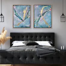 Load image into Gallery viewer, (Commission) &#39;Dusk and Dawn&#39; Diptych (76cm x 100cm x 4cm, framed in Oak, x2)
